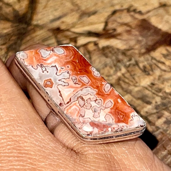 Rustic Crazy Lace Agate Ring 5 1/2 - Picture 1 of 7